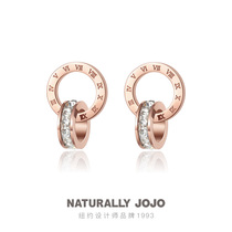 Double ring zircon earrings 2021 New Tide Roman earrings female ring buckle circle round earrings female