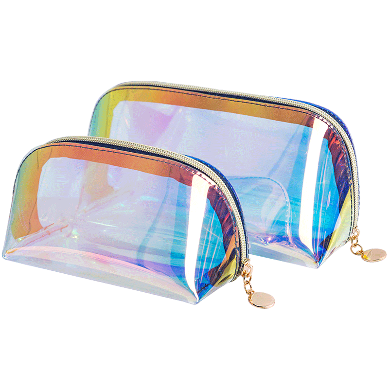 Laser transparent makeup bag for women with large capacity portable skin care products storage bag waterproof travel toiletries bag