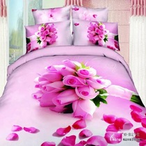 Four-piece set of pure cotton bed sheet quilt cover double simple European style 1 8m bed wedding pastoral style bed four-piece set