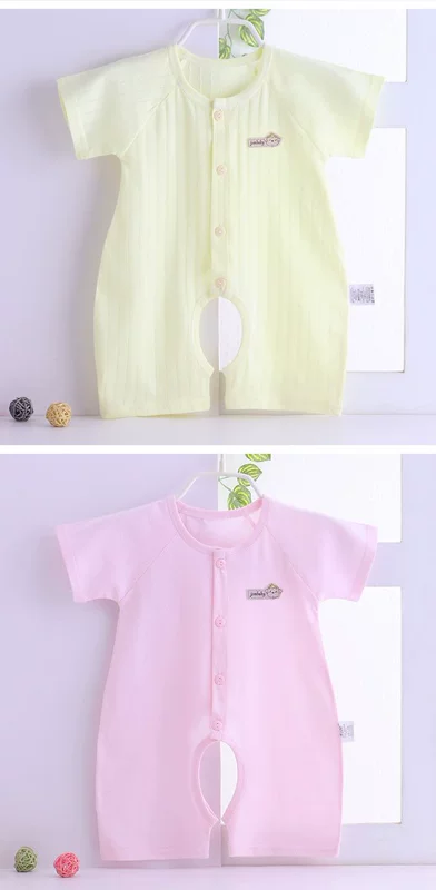 Babyiesies cotton ngắn tay nam và nữ quần áo trẻ em mùa thu và mùa đông đồ ngủ mỏng quần áo sơ sinh romper mùa hè