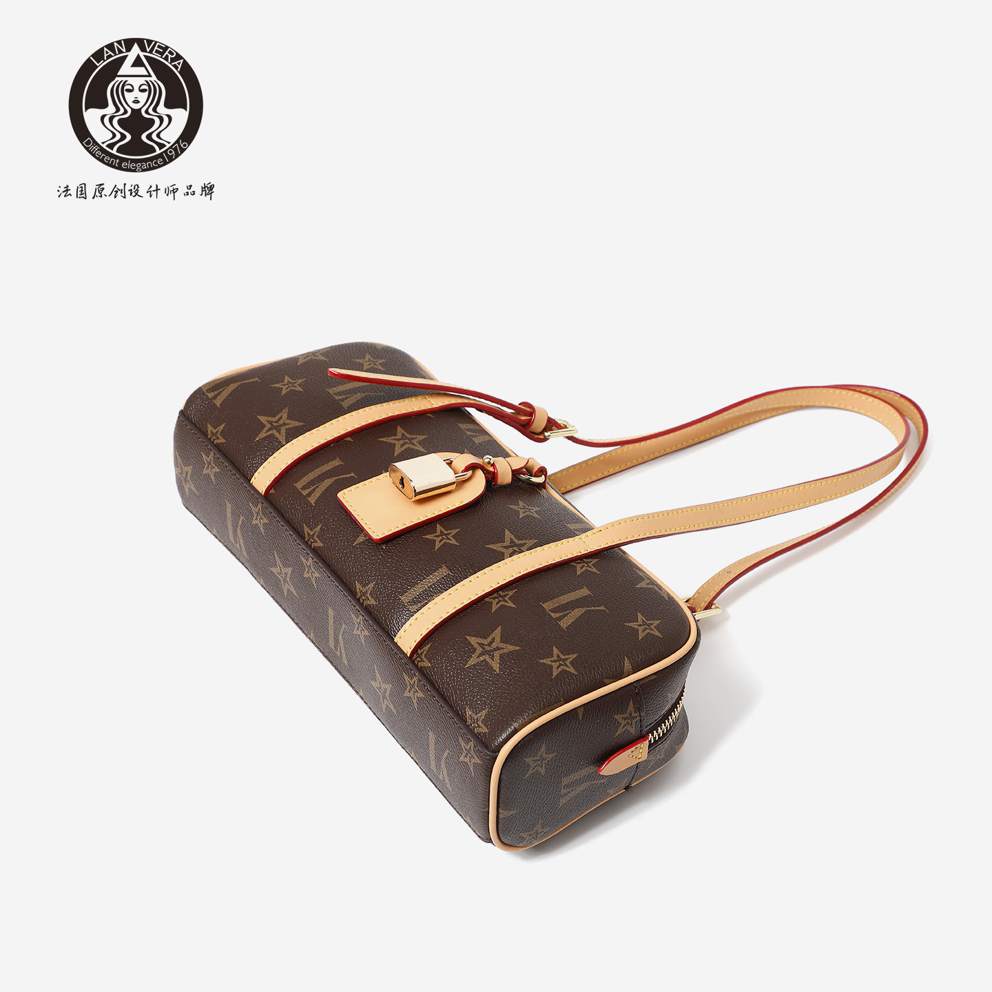 LANVERA Luxury Boston Baguette Bag 2026 New Bowling Bag with Lock Shoulder Underarm Bag - Thumbnail 2
