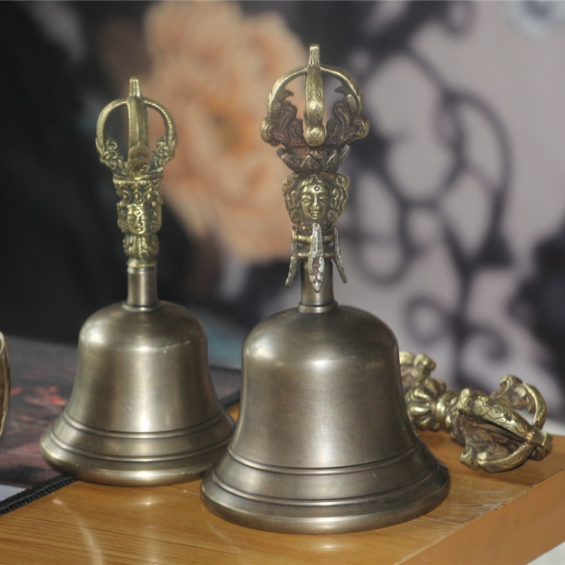 Vajra Bell Pestle Tibetan National Musical Instrument Nepal Handmade Pure Copper Nine Strands Five Strands Rattle Method Bell Touching Bell Descending Wand
