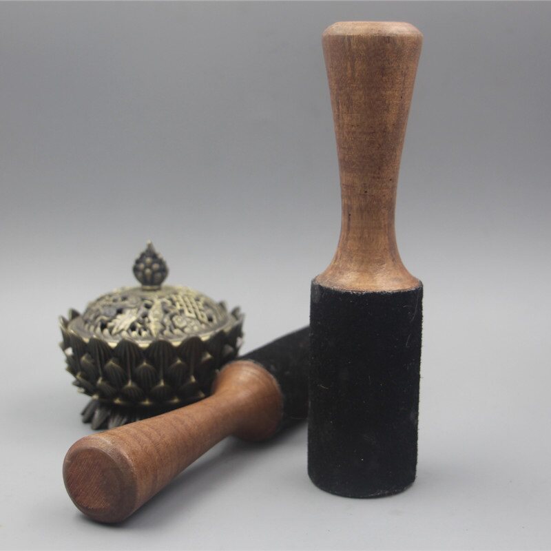Bowl accessoriesNepal handmade Buddha sound bowl matching prayer bowl stick knocking stick singing bowl copper with leather mahogany grinding stick