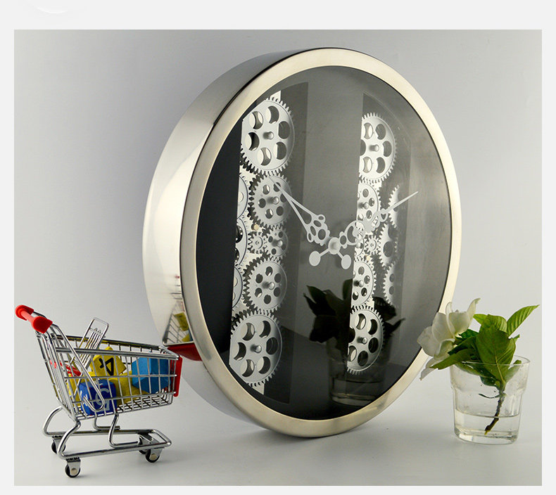 Clearance living room gear clock Living room clock Creative fashion German stainless steel creative personality half gear wall clock