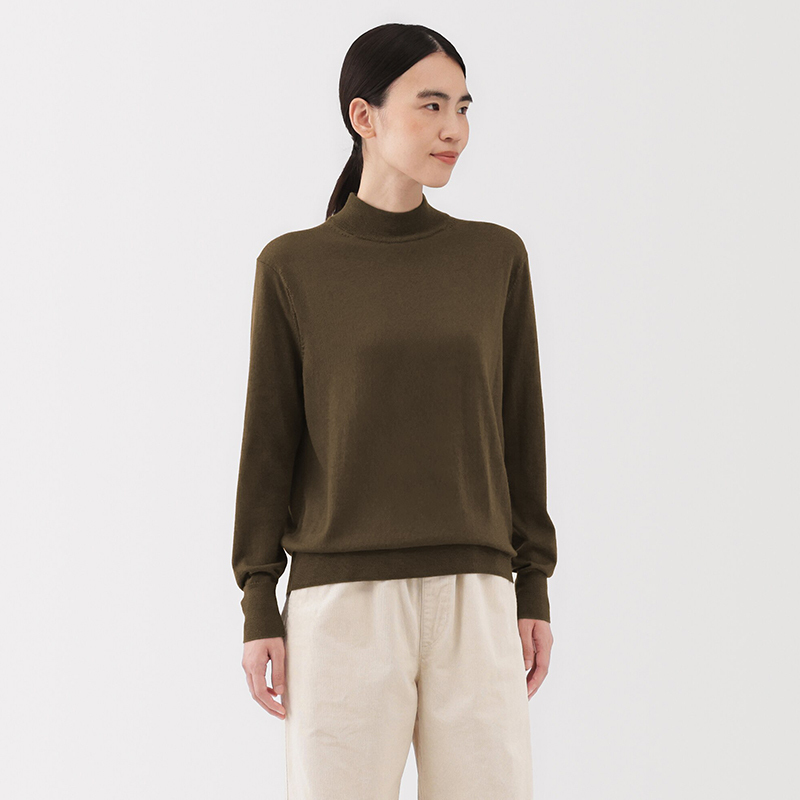 Muji Women's Wool Washable High-Stitch Half-Turtleneck Sweater Women's Winter Clothing