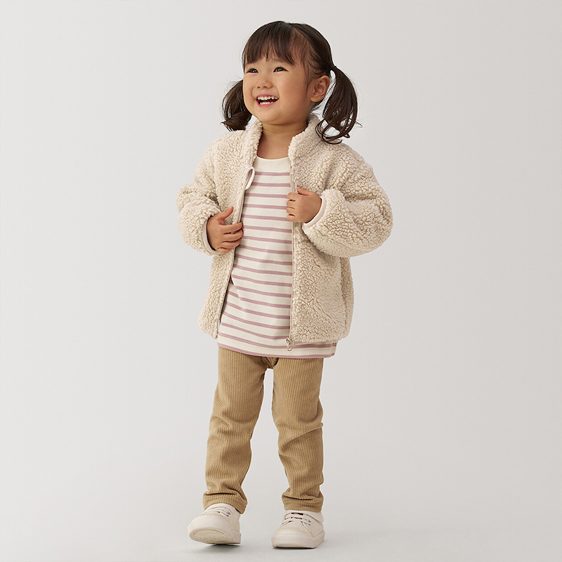 Muji Children's Long-Fleece Jacket Long-Sleeve Children's Coat Winter Warmth