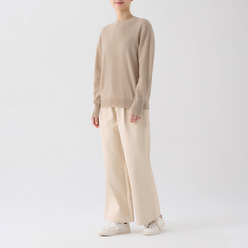 Muji Women's Cashmere Round Neck Sweater Women's Winter Knitted Sweater