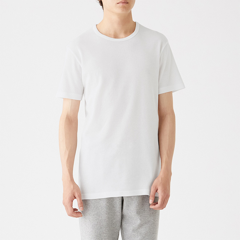 No Inprint Good Pink MUJI male style cotton cool and round collar short sleeve T-shirt