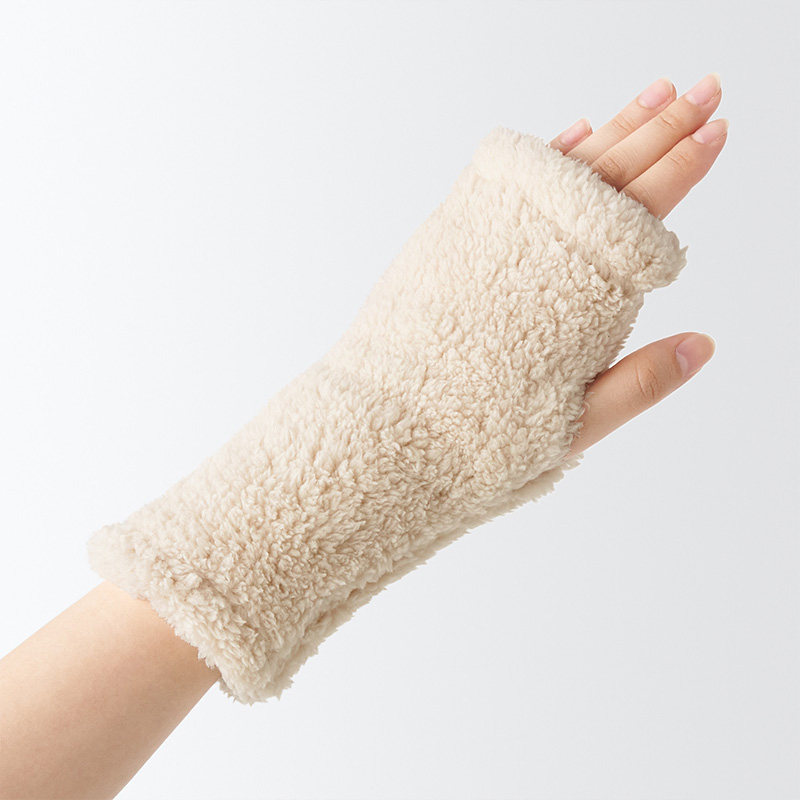 No Inprints Liangyu MUJI male and female universal polyester fiber long fur grip suede warm-warm gloves-Taobao