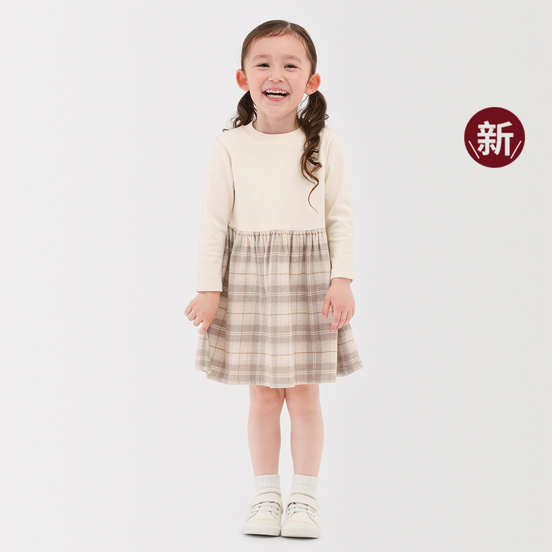Muji Infant and Children's Flannel Long-Sleeve Dress Girls' Clothing Skirt 2026 Autumn New Product