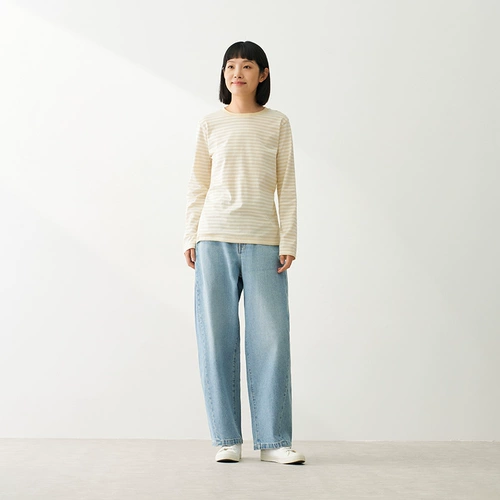 MUJI Женские футболки с длинными рукавами Tianzhu Weaving, топы и нижние рубашки, женская весна 26