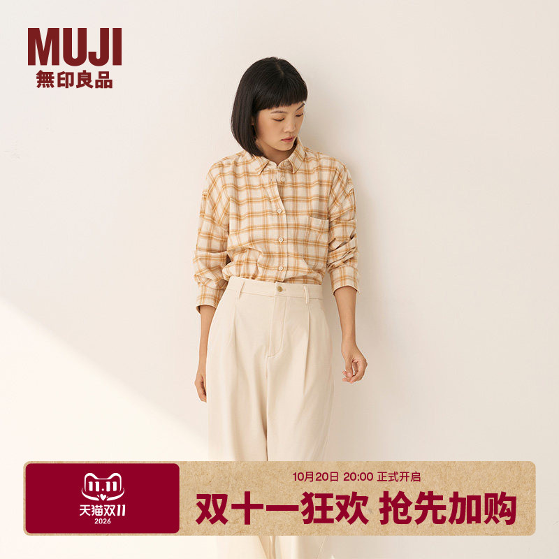 Muji Women's Flannel Shirt-Style Jacket Women's Outerwear 25Th Winter Collection Top