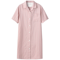 MUJI womens cool double-layer gauze short-sleeved nightgown womens summer home wear