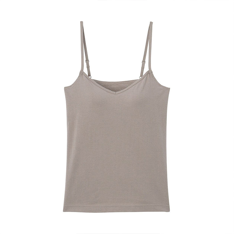 No print good products MUJI Women style with mulberry silk attached cups without sleeves