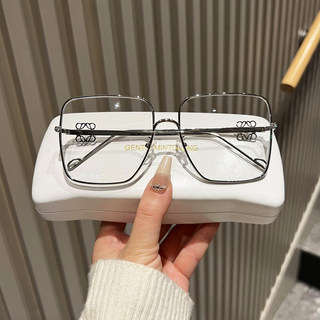 韩版大框金属细边防蓝光眼镜个性素颜神器眼镜框女潮大脸圆脸显瘦