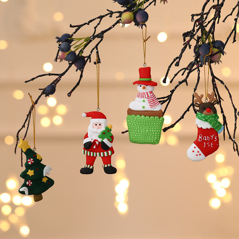 Christmas tree soft ceramic hanging pieces Christmas gift Jerla Claus color small pad refrigerator decoration
