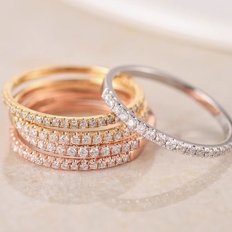 18K Gold Diamond Ring, Rose Gold Diamond Ring, Au750 Colored Gold Diamond Ring, Tail Ring, Guardian Ring for Women