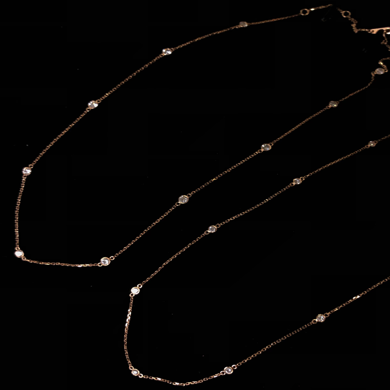 Laifu Jewelry Classic 18K Gold Plated Cultured Diamond Necklace Rose Gold 10-Diamond Bubble Style Clavicle Chain for Women