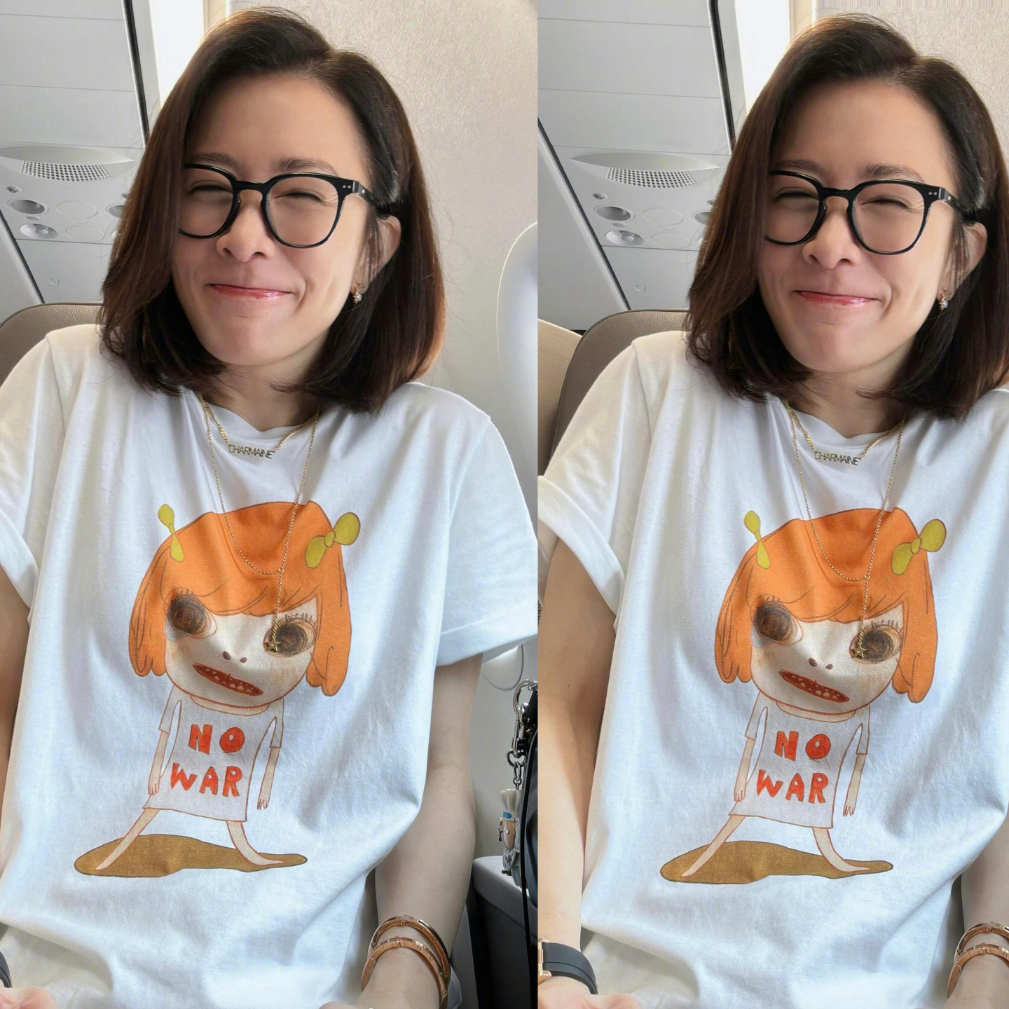 She Si Man เสื้อยืดแขนสั้นผ้าฝ้ายแท้ พิมพ์การ์ตูนสาวน้อย ตามสไตล์เวยป๋อของนาระ โยชิโตโมะ เสื้อลำลองรุ่นใหม่
