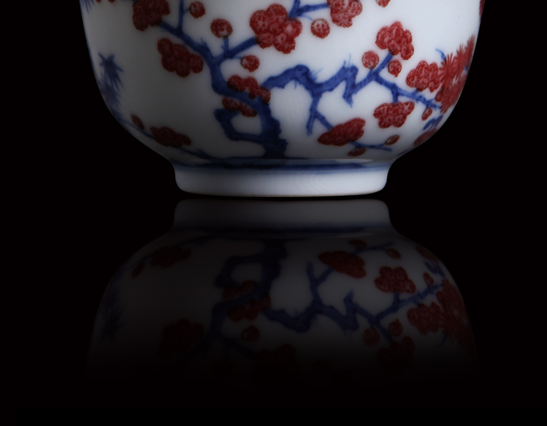 Bo wind jingdezhen blue and white youligong hand - made single cup masters cup name plum flower pattern sample tea cup ceramic kung fu tea cups