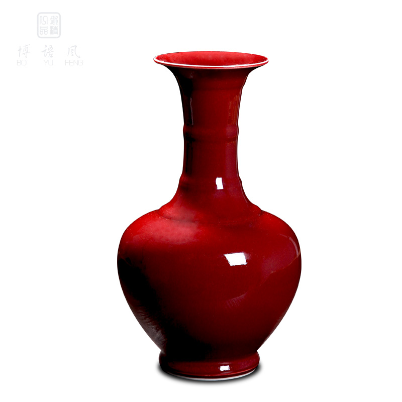 Bo jingdezhen lang red porcelain vase household wind dried flowers home furnishing articles flower arranging Chinese style porch decorate the living room