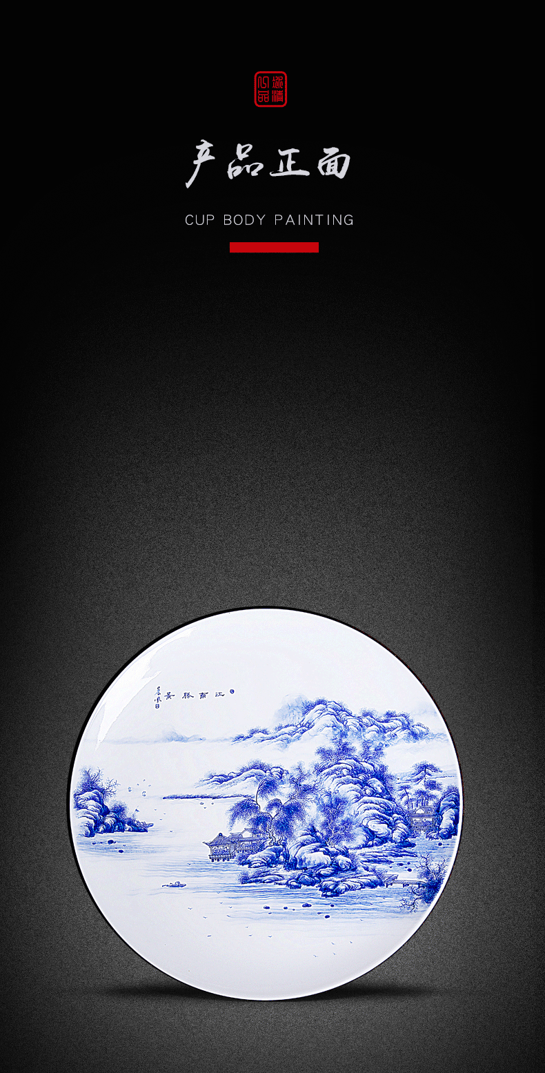 His mood and product/Wang Chenfeng ceramic fruit bowl hand - made of blue and white landscape sitting room place Chinese tea table dry fruit tray