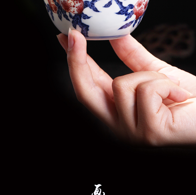 Bo wind jingdezhen blue and white hand maintain kung fu tea cup master cup ceramics pure checking sample tea cup