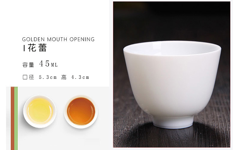 Thin body white porcelain bowl with jingdezhen kung fu tea cup sample tea cup ceramic tea set, the master cup single cup small tea cups