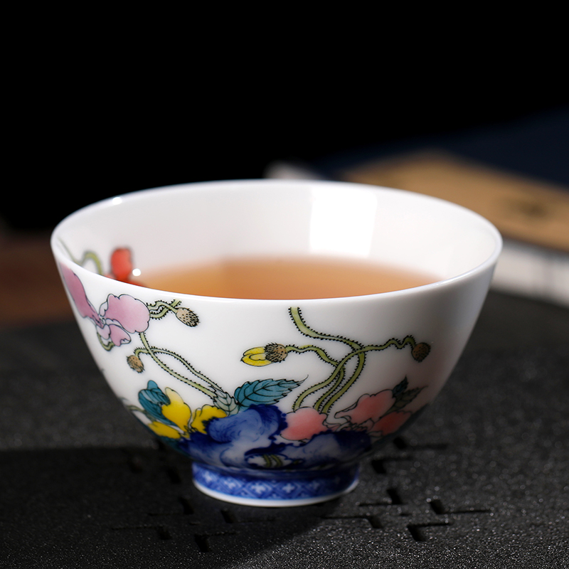 Jingdezhen ceramic cups high - grade hand - made sample tea cup corn poppy kung fu tea tea set a single master cup by hand