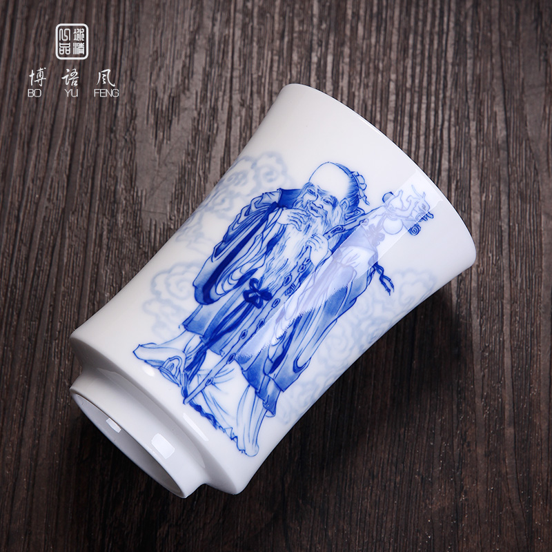 Above [naijing] hand - made large jade cup jingdezhen porcelain ferro, ShouXi maintain manual single cup cup