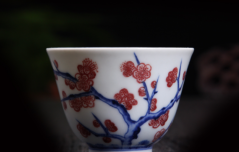 Jingdezhen ceramics hand - made porcelain masters cup cup single single cup sample tea cup master kung fu tea set by hand