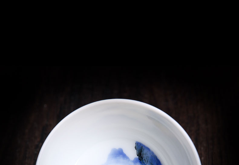 Bo wind jingdezhen ceramic landscape tureen individual worship teacups hand - made only three tureen tea bowl of kung fu tea set