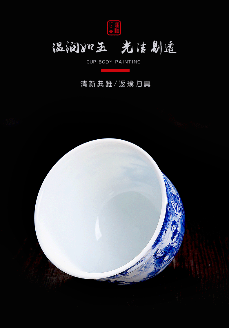 His mood and product Wang Chenfeng jingdezhen porcelain teacup hand - made kung fu tea set character sample tea cup high - grade masters cup
