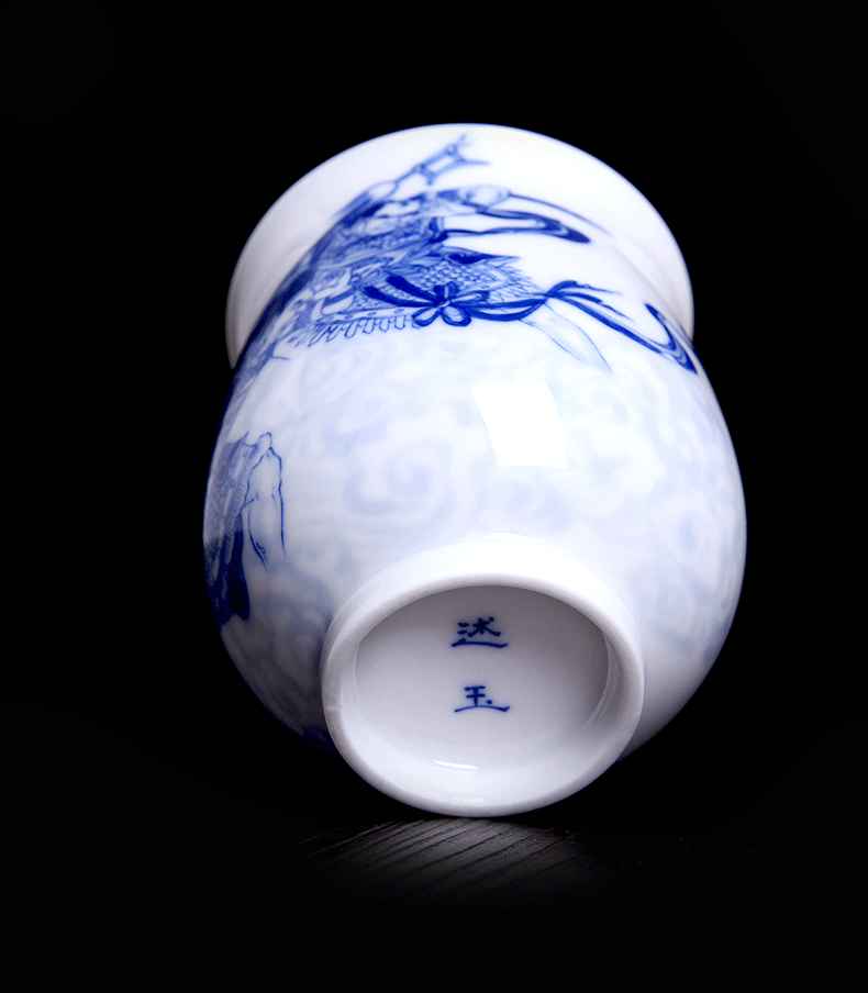 Above [naijing] jade manual hand - made character maintain a single large ceramic cup to flourishing the rich man