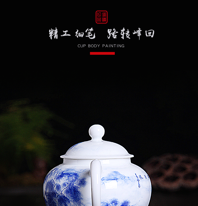 His mood yipin Wang Chenfeng ceramic teapot manual hand - made the home side took the blue filter kettle Kong Chong teapot