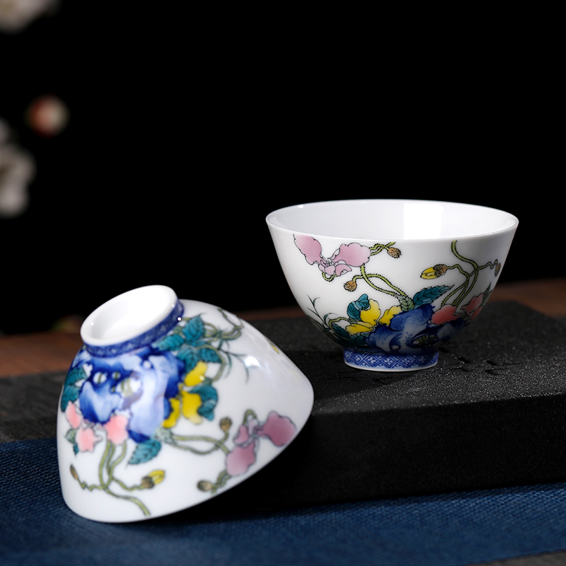 Jingdezhen ceramic cups high - grade hand - made sample tea cup corn poppy kung fu tea tea set a single master cup by hand