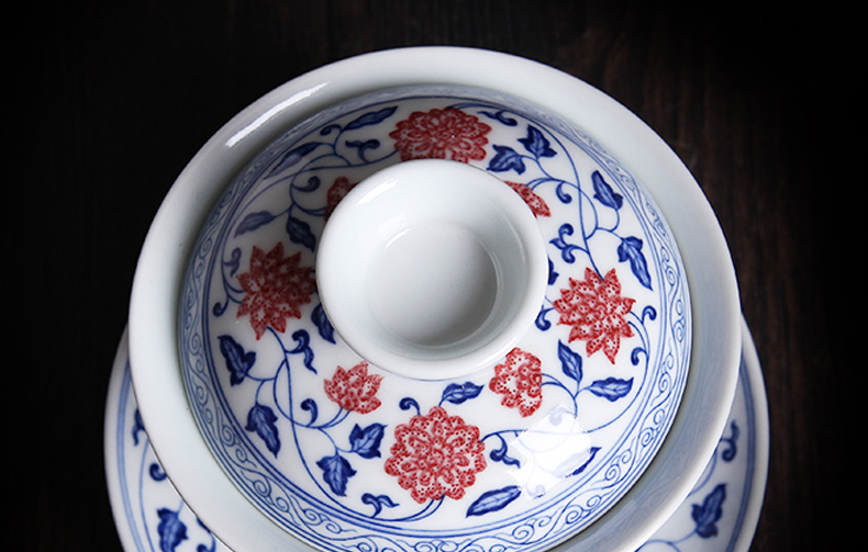 Bo wind three tureen hand - made tureen jingdezhen ceramic kung fu tea set manually make tea bowl cups to tea cups