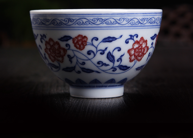 Bo wind jingdezhen blue and white youligong pure hand - made single cup masters cup master sample tea cup ceramic kung fu tea cups