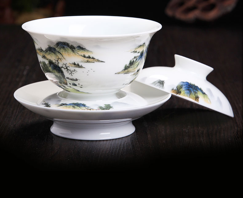 Bo wind jingdezhen tea wucai single kung fu new one ceramic cups hand - made tureen three tea bowl