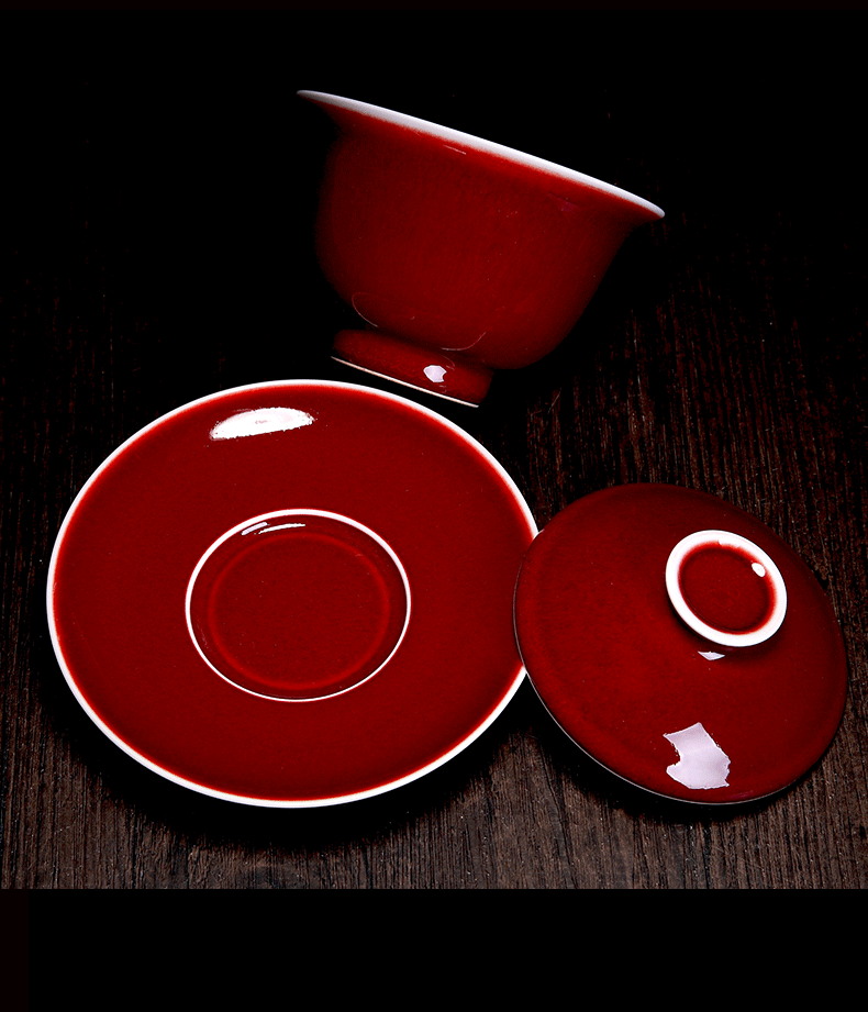 Bo wind jingdezhen lang red tureen collection large color glazed bowl ceramic cups kung fu tea set