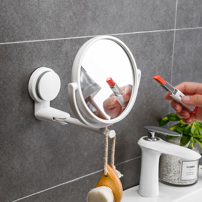 Toilet wall small bathroom mirror free punch mirror dorm dressing magnifying suction cup folding makeup mirror wall hanging woman
