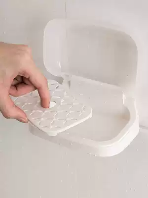 Sealed flap with lid waterproof bathroom non-perforated soap box soap holder drain wall hanging soap tray sticky wall suction Wall