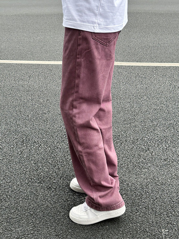 07Qwer Purple Jeans for Men, Summer Thin Style, Cool and Stylish, High-End Feel, American High Street Straight-Leg Casual Long Pants