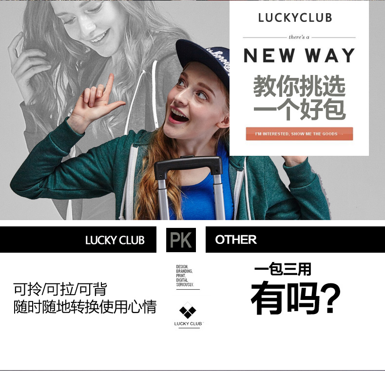 Lucky Club Xe Đẩy Ba Lô Túi Du Lịch Nữ Nam Xách Tay Canvas Ngắn-khoảng cách Siêu Hộp Công Suất Shoulder Bag shop bán túi du lịch