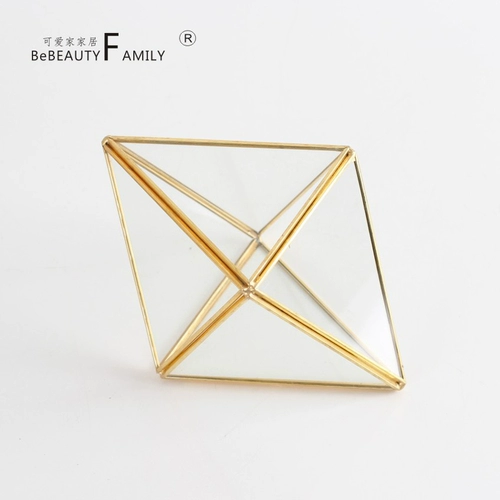 Милая медная стеклянная коробочка для хранения, скандинавский стиль, объемная геометрия