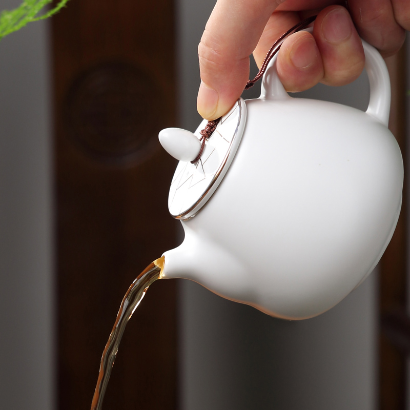 Jingdezhen teapot household white porcelain ceramic teapot single pot of tea is small kung fu tea kettle
