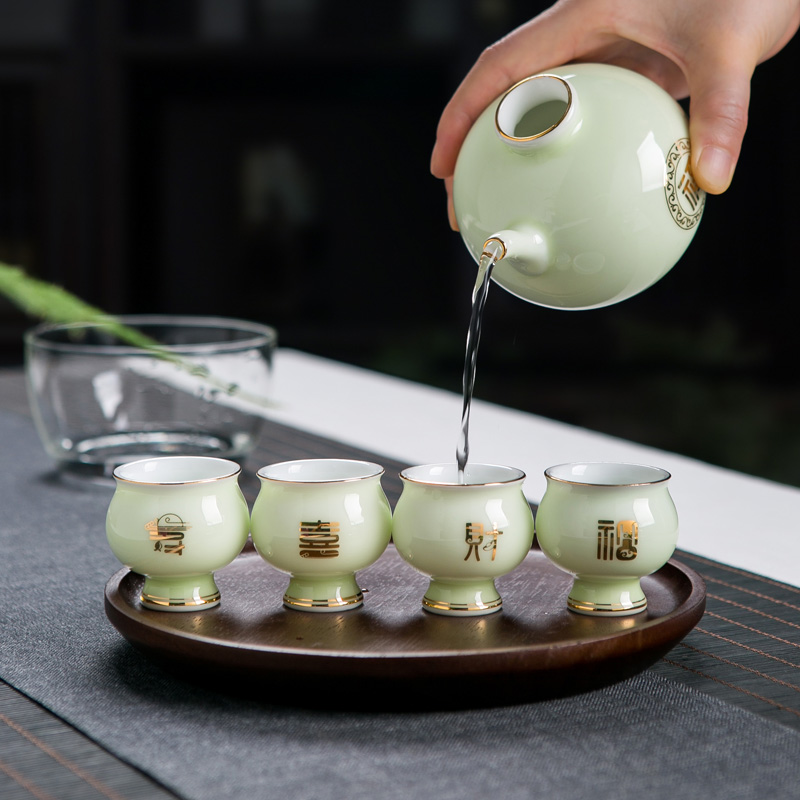 Jingdezhen ceramic wine pot liquor wine suits for Chinese wine glass temperature household gifts gift boxes with tray