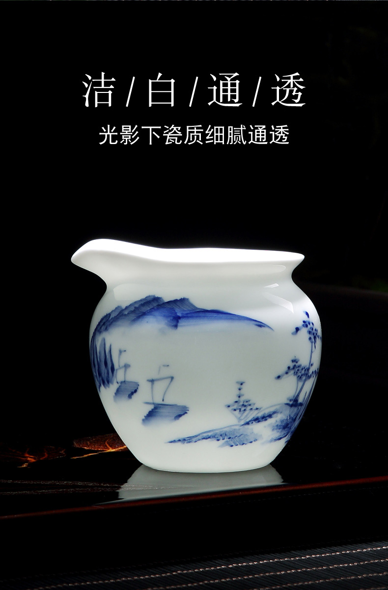 Jingdezhen blue and white porcelain hand - made ceramic kung fu tea set suits for Chinese style household small teapot tea tea cups