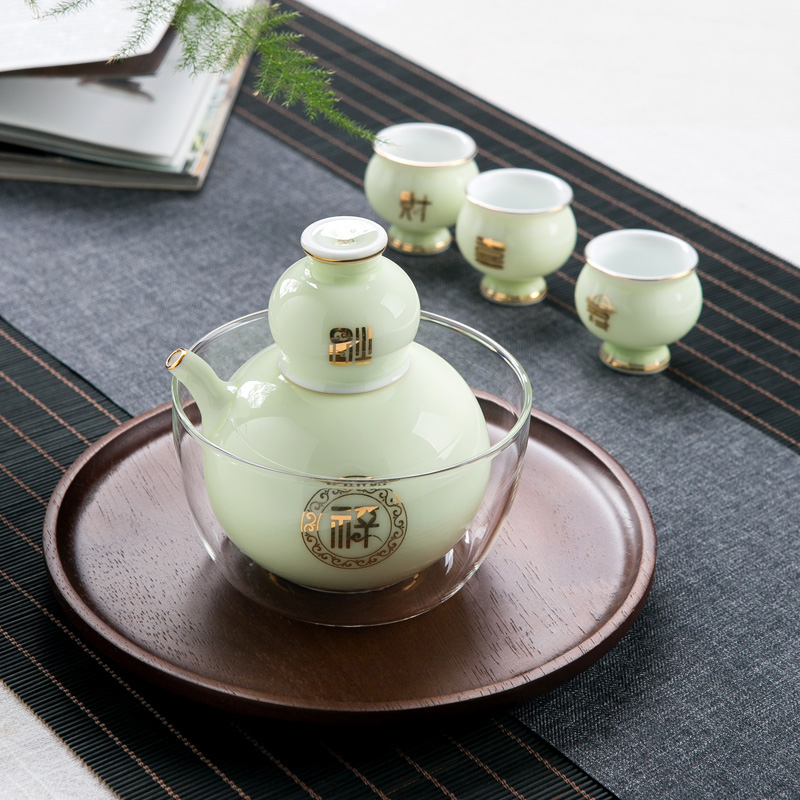 Jingdezhen ceramic wine pot liquor wine suits for Chinese wine glass temperature household gifts gift boxes with tray