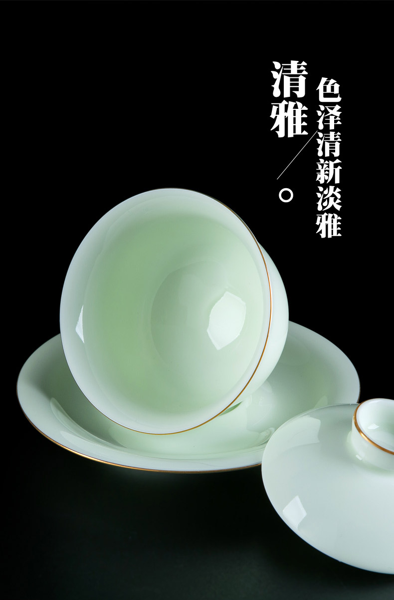 Tea is made of a complete set of kung fu Tea set household contracted jingdezhen celadon paint ceramic cups tureen Tea POTS